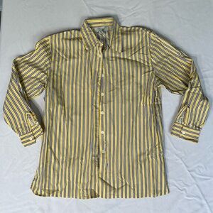 Innovation Sport . Men's Yellow and Blue Striped Casual Shirt . Size Small
